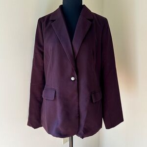 *THE MOON* Burgundy Long Sleeve Button Blazer Suit Jacket